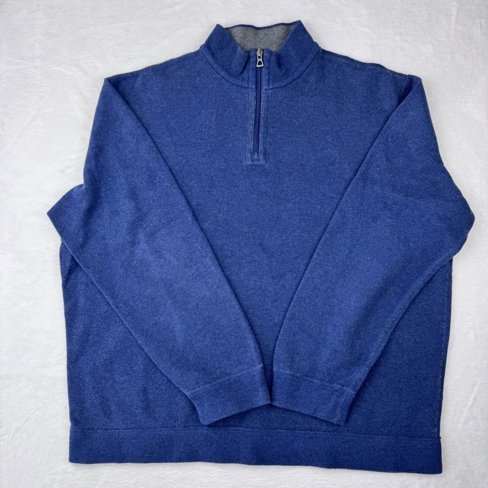 Polo Ralph Lauren reversible quarter zipper sweatshirt in blue and gray. Size XL